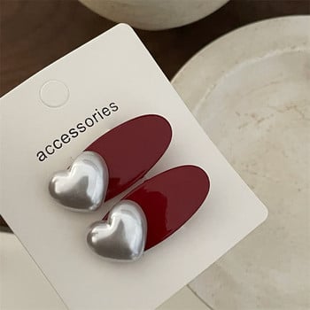 2 τεμάχια/LotImitation Pearls Heart Resin Hairclips for Girl Cute Red Bangs Clip Duckbill Clips φουρκέτα Δώρα για πάρτι γενεθλίων