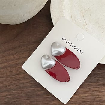 2 τεμάχια/LotImitation Pearls Heart Resin Hairclips for Girl Cute Red Bangs Clip Duckbill Clips φουρκέτα Δώρα για πάρτι γενεθλίων