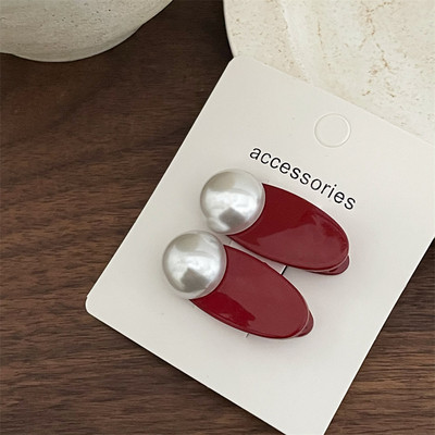 2 buc/lot Agrafe de păr din rășină cu perle de imitație pentru fată Agrafe cu breton roșu drăguț Agrafe pentru picior de rață Agrafe Cadouri pentru petrecerea de aniversare