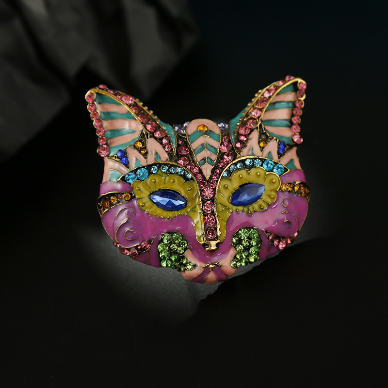 2022 Nou frumos email broșă mare vulpe pin AAA strass cap de animal bijuterii design colorat ochi albaștri accesorii de iarnă