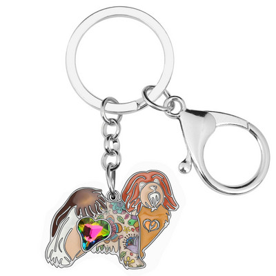 Breloc de câine din aliaj de metal Bonsny email Bichon Havanais Breloc de chei cu animale Anime Bijuterii pentru femei, fete, adolescenți, decorare fermecătoare