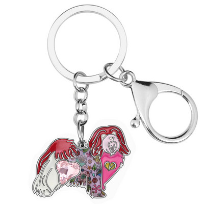 Breloc de câine din aliaj de metal Bonsny email Bichon Havanais Breloc de chei cu animale Anime Bijuterii pentru femei, fete, adolescenți, decorare fermecătoare