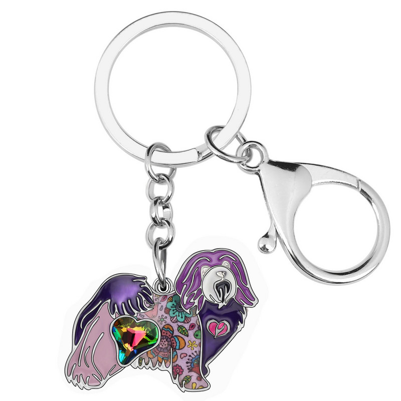 Breloc de câine din aliaj de metal Bonsny email Bichon Havanais Breloc de chei cu animale Anime Bijuterii pentru femei, fete, adolescenți, decorare fermecătoare