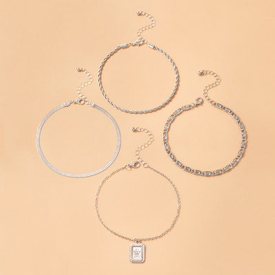 Tocona 4 buc/seturi Lanț de șarpe boem Lanț geometric pentru picioare Fermecător de culoare aurie Aliaj de metal Accesorii de bijuterii reglabile 15571