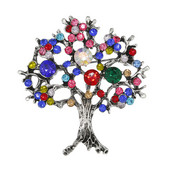 Broșă de copac al vieții de cristal, colorată, la modă