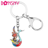 BONSNY Email Metal Aliaj Floral Elegant Lebede Breloc Mașină Poșeta Breloc Inel Bijuterii Fahion Pentru Femei Adolescenți Charms Cadouri