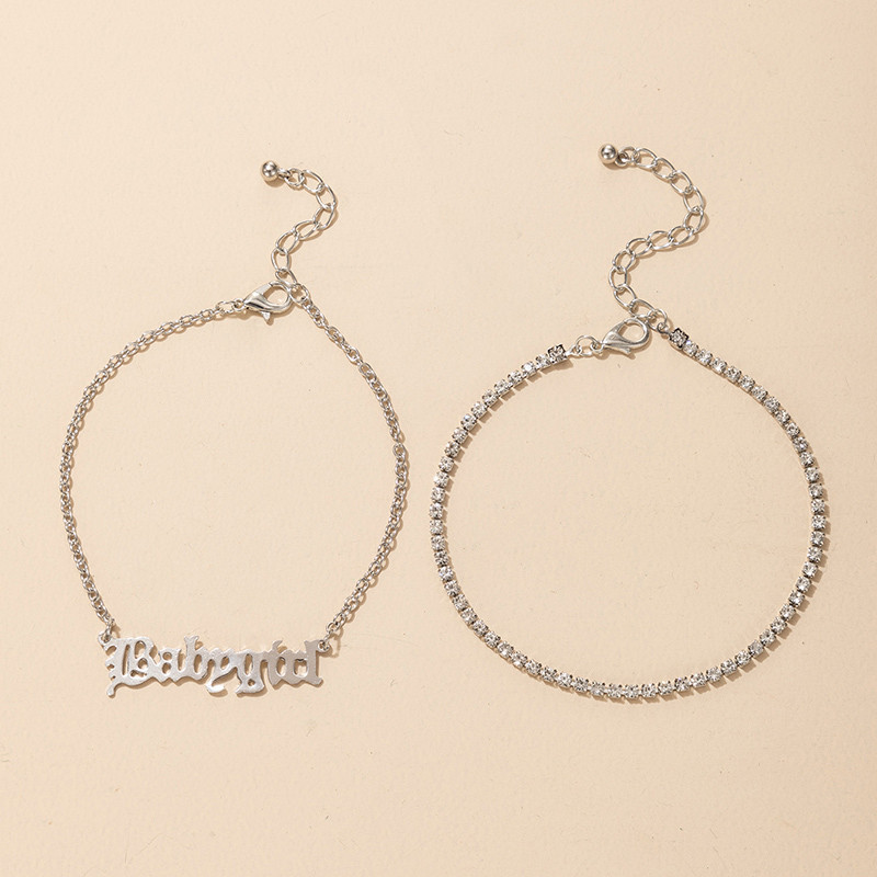 Tocona Tocona Bohemian Letter glezna stralucitoare strasuri auriu argintiu lanț pentru picioare Bijuterii reglabile pentru femei bărbați 2 buc/seturi 16409