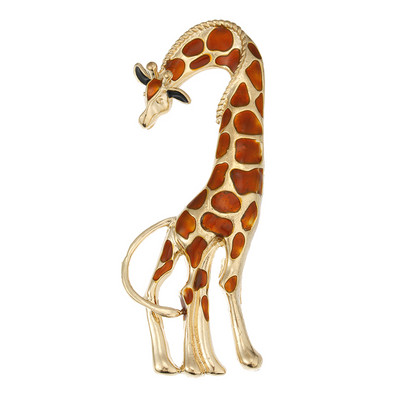 Νέο σμάλτο Big Giraffe καρφίτσες Γυναικείες Unisex Long Deer Ζώο με πέτο Σήματα Paty Casual Pins Δώρα καρφίτσα κοσμήματος Κράμα ψευδαργύρου