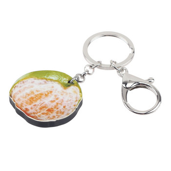 Bonsny Acrylic Orange Tangerine Fruit Chain Keychains Holders Μόδα κοσμήματα δώρο για γυναίκες κορίτσια Τσάντα αυτοκινήτου Κρεμαστό κόσμημα Χονδρική
