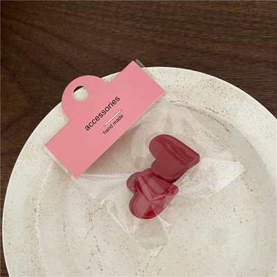 2 buc./lot Mini Breton din plastic Seria Roșie de Anul Nou Geometric Pătrat Dragoste Inimă Flori Iepuraș Agrafe de păr pentru fată