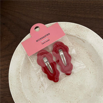 2 buc./lot Mini Breton din plastic Seria Roșie de Anul Nou Geometric Pătrat Dragoste Inimă Flori Iepuraș Agrafe de păr pentru fată