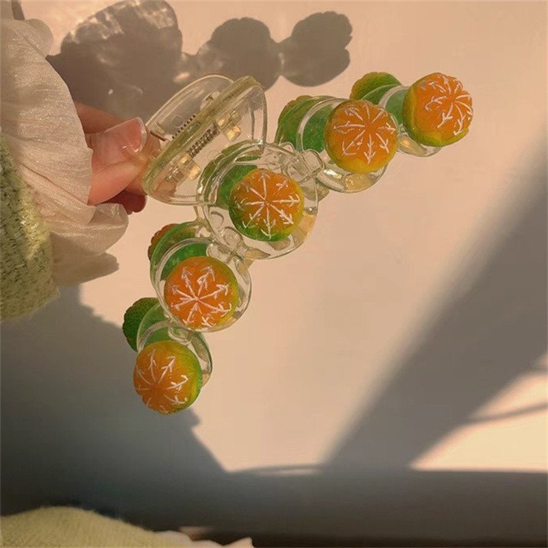 Moda Coreeană Acrilic Portocaliu Gheare Păr Vară Grape Crab Agrafă Pentru Femei Accesorii De Păr Kawaii Pentru Fată