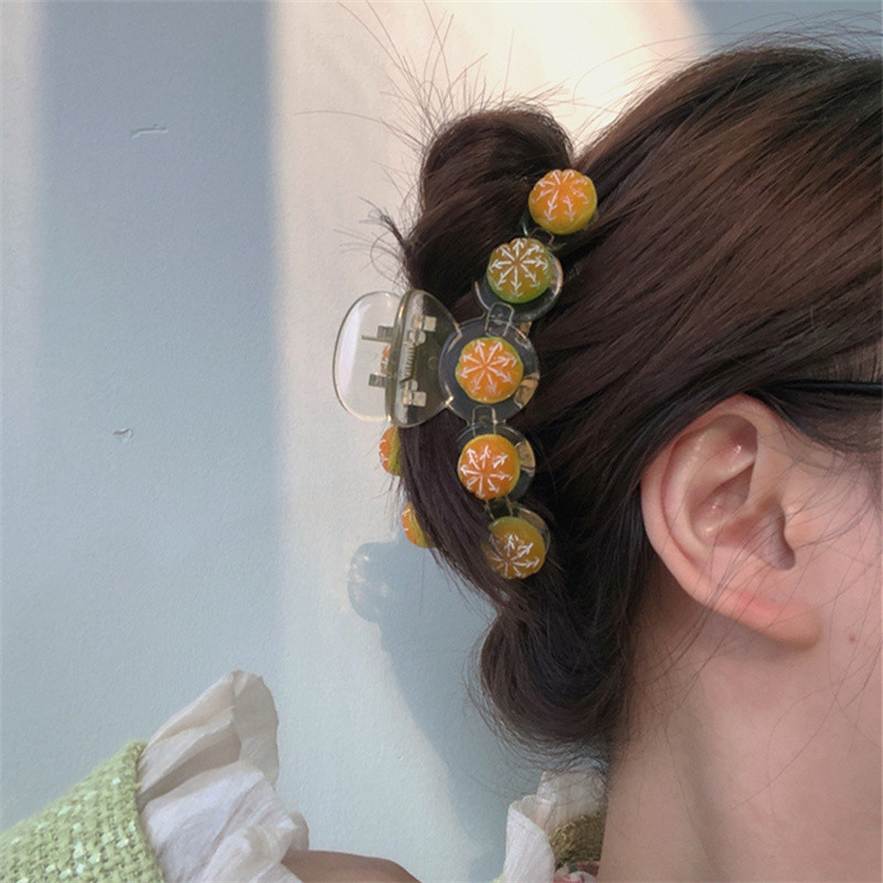 Moda Coreeană Acrilic Portocaliu Gheare Păr Vară Grape Crab Agrafă Pentru Femei Accesorii De Păr Kawaii Pentru Fată