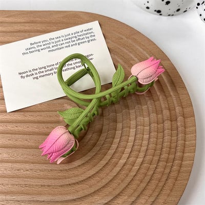 2022 Нова шнола за коса Дамско лято Calla Lily Flower Щипка за коса Temperament Grab Щипка за коса Момиче Sweet Tulip Hair Claw Headwear