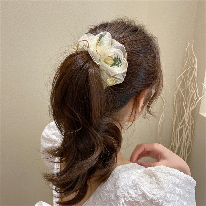 Cireșe ananas broderie plasă scrunchies femei accesorii de păr 2022 vara elastic par banda coada de cal suport cauciuc