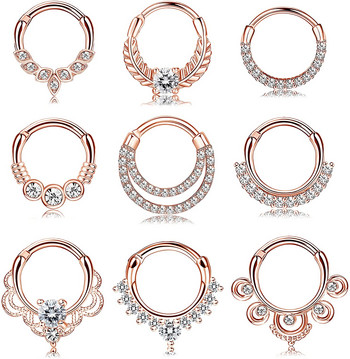 1 ΤΕΜ. 16G Septum Clicker Rings Αρθρωτοί δακτύλιοι μύτης Segment Cartilage Tragus Hoop Helix Daith Earrings Nose Piercing Jewelry 10mm