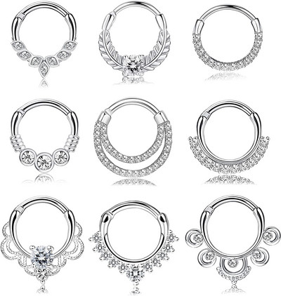 1 ΤΕΜ. 16G Septum Clicker Rings Αρθρωτοί δακτύλιοι μύτης Segment Cartilage Tragus Hoop Helix Daith Earrings Nose Piercing Jewelry 10mm