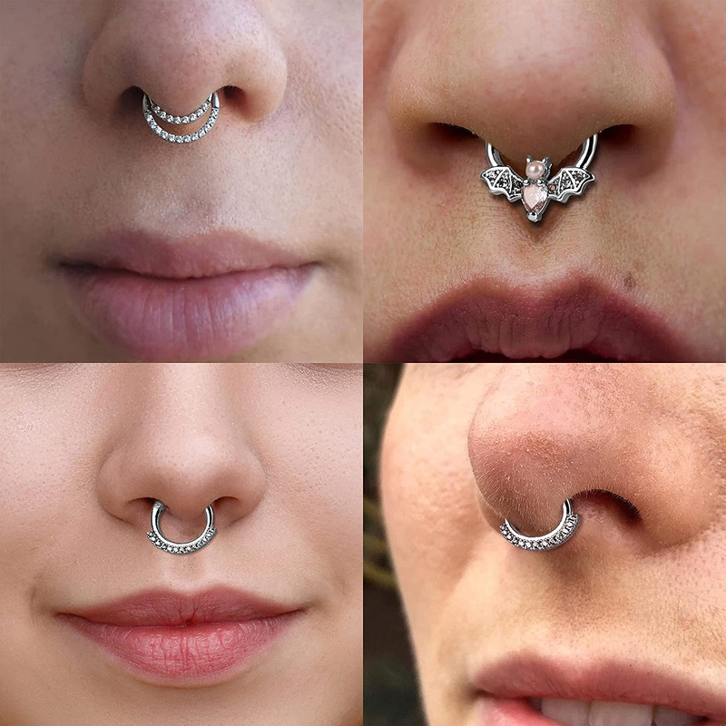 1 buc Inele 16G Septum Clicker Inele cu balamale pentru nas Inele pentru cartilaj Tragus Hoop Helix Daith Cercei Piercing nas Bijuterii 10MM