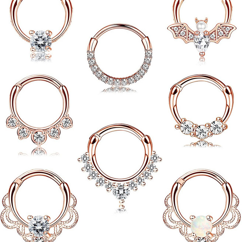 1 buc Inele 16G Septum Clicker Inele cu balamale pentru nas Inele pentru cartilaj Tragus Hoop Helix Daith Cercei Piercing nas Bijuterii 10MM