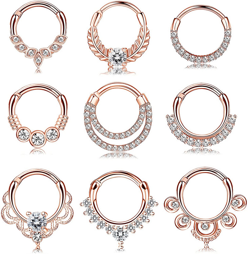 1 buc Inele 16G Septum Clicker Inele cu balamale pentru nas Inele pentru cartilaj Tragus Hoop Helix Daith Cercei Piercing nas Bijuterii 10MM