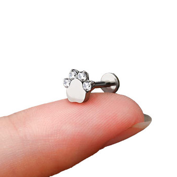 ASTM F136 Titanium Lip Stud Blaze Σχήμα Ζιργκόν Top Labret PIERC Ear Cartilage Tragus Helix Tongue Piercing Jewelry