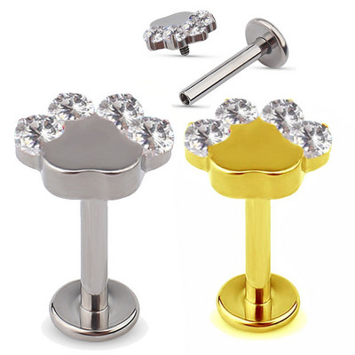 ASTM F136 Titanium Stud Blaze Forma Circon Shape Top Labret PIERC Ausies kremzlė Tragus Helix Liežuvio nagų Auskarų vėrimas Papuošalai