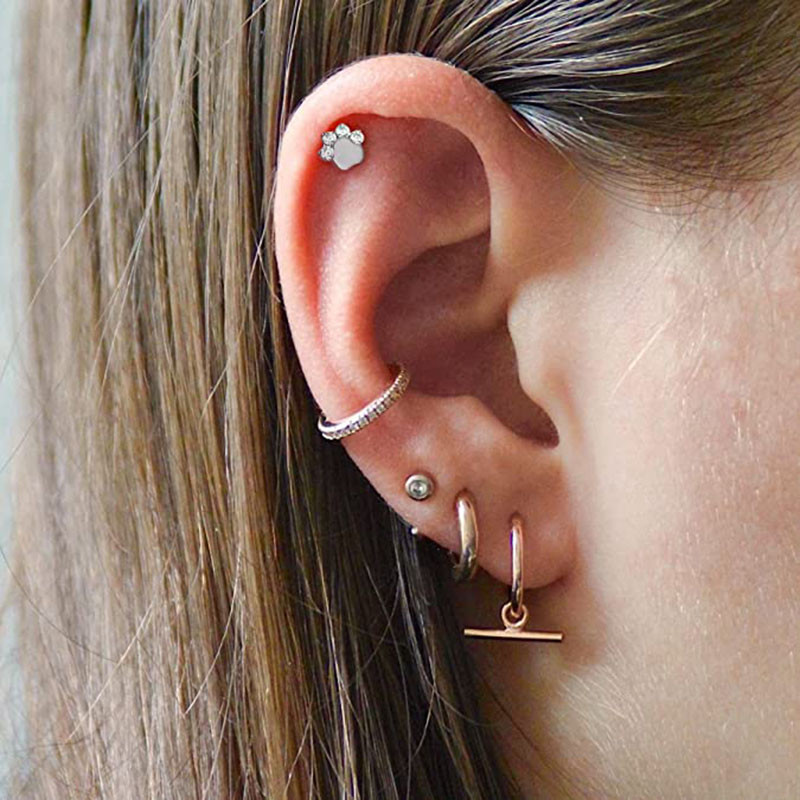 ASTM F136 Titan Lip Stud Blaze Shape Zircon Shape Top Labret PIERC Ureche Cartilaj Tragus Helix Limbă Piercing unghii Bijuterii