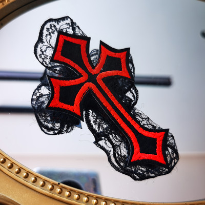 Agrafă de păr în cruce din dantelă, lucrată manual, gotică, pentru femei, fată, Harajuku, Lolita, punk, agrafă de păr, accesorii de păr Y2K, accesorii de păr, bijuterii