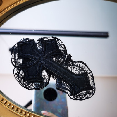 Agrafă de păr în cruce din dantelă, lucrată manual, gotică, pentru femei, fată, Harajuku, Lolita, punk, agrafă de păr, accesorii de păr Y2K, accesorii de păr, bijuterii