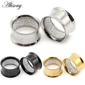 Alisouy 2 bucăți din oțel inoxidabil, interior mat, mată, calibre pentru urechi, extensii, cercei, dopuri, tuneluri, piercing, bijuterii pentru corp