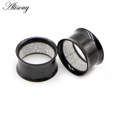 Alisouy 2 bucăți din oțel inoxidabil, interior mat, mată, calibre pentru urechi, extensii, cercei, dopuri, tuneluri, piercing, bijuterii pentru corp