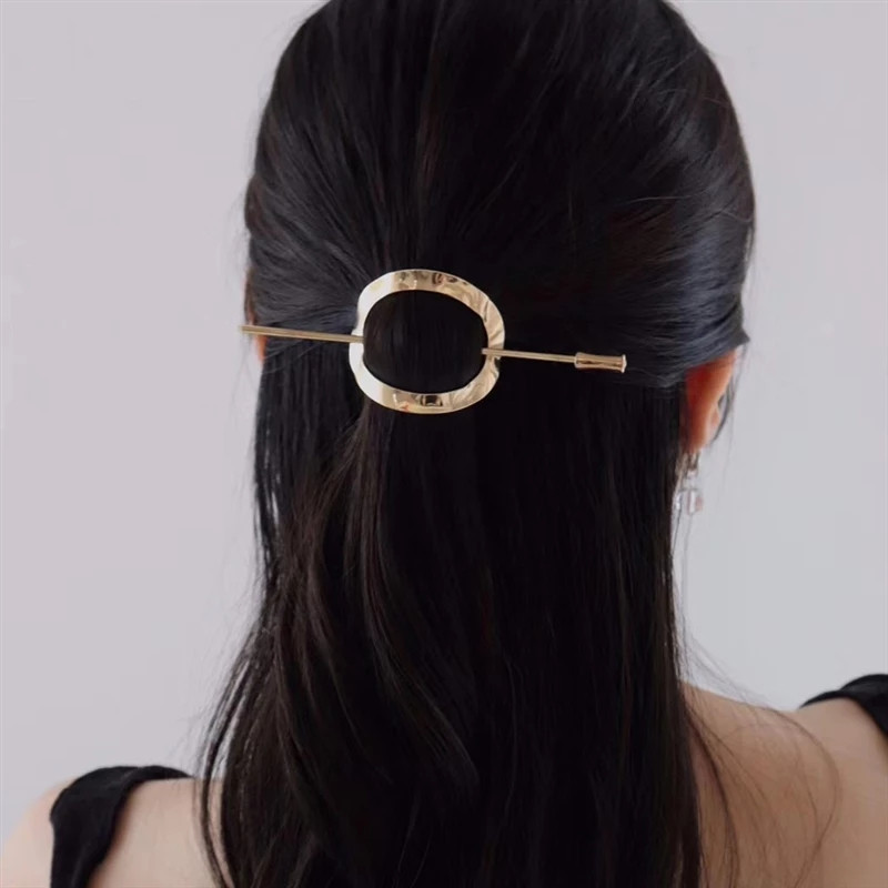 FFLACEL Auriu argintiu Metal Geometric Rotund Pătrat Gol Detașabil Clip de păr Bețișoare Accesorii pentru femei