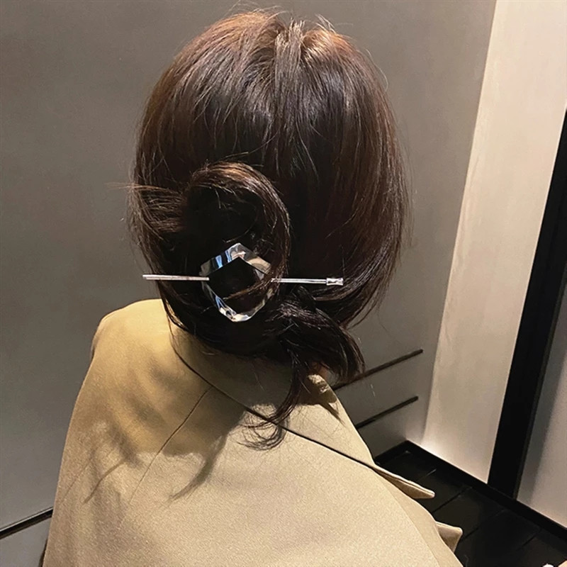 FFLACEL Auriu argintiu Metal Geometric Rotund Pătrat Gol Detașabil Clip de păr Bețișoare Accesorii pentru femei