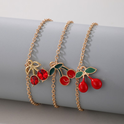 Tocona Vintage Love Heart mărgele de cireș Brațe de gleznă cu mai multe straturi pentru femei, cu geometrie, lanțuri metalice pentru picioare, bijuterii de modă