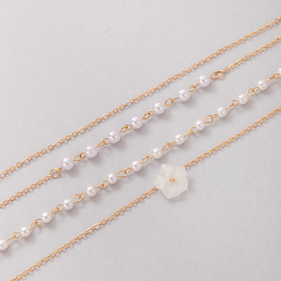 Tocona Pretty White Flowers Anklet for Women Elegant Pearl Stone gyöngyös láblánc ötvözet fém ékszer ajándék 3db/szett 20850