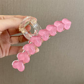 2022 Summer Girl Sweet Pink Jelly Love Clip de păr Gheara de păr femeie roz acrilic Agraf Accesorii de păr pentru femei Accesorii pentru cap