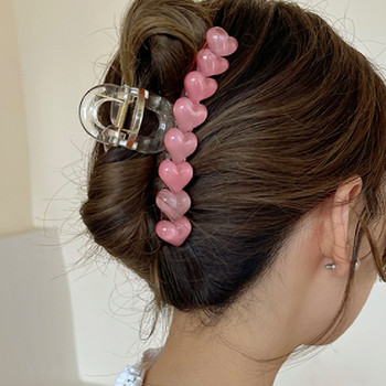 2022 Summer girl Sweet Pink Jelly Love Hair Clip Hair Claw Γυναικεία ροζ ακρυλική φουρκέτα Αξεσουάρ μαλλιών για γυναίκες Αξεσουάρ κεφαλής