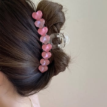 2022 Summer girl Sweet Pink Jelly Love Hair Clip Hair Claw Γυναικεία ροζ ακρυλική φουρκέτα Αξεσουάρ μαλλιών για γυναίκες Αξεσουάρ κεφαλής