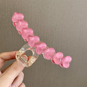 2022 Summer girl Sweet Pink Jelly Love Hair Clip Hair Claw Γυναικεία ροζ ακρυλική φουρκέτα Αξεσουάρ μαλλιών για γυναίκες Αξεσουάρ κεφαλής