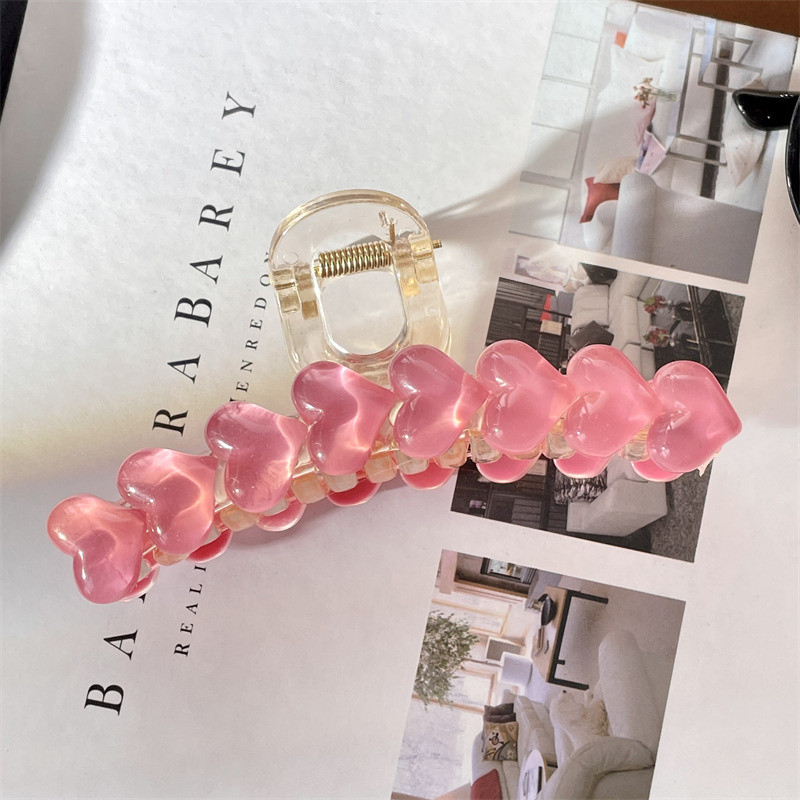 2022 Summer Girl Sweet Pink Jelly Love Clip de păr Gheara de păr femeie roz acrilic Agraf Accesorii de păr pentru femei Accesorii pentru cap