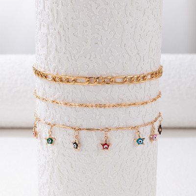 Tocona 3vnt./komplektas Bohemian Colorful Drop Oil Star Kutas moterims Elegantiškos geometrijos lydinio grandinėlės vakarėlio papuošalų priedai