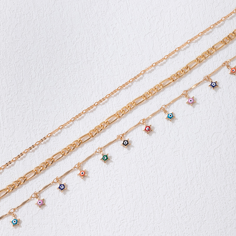 Tocona 3vnt./komplektas Bohemian Colorful Drop Oil Star Kutas moterims Elegantiškos geometrijos lydinio grandinėlės vakarėlio papuošalų priedai