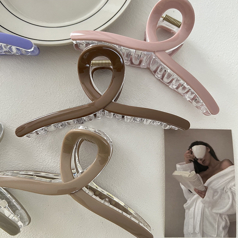 2022 Culoare crem Cruce Crab Agrafă de păr Textura Gheare de păr pentru femeie Elegantă Vară Nouă Modă Rășină Agrafă Accesorii de păr pentru femei