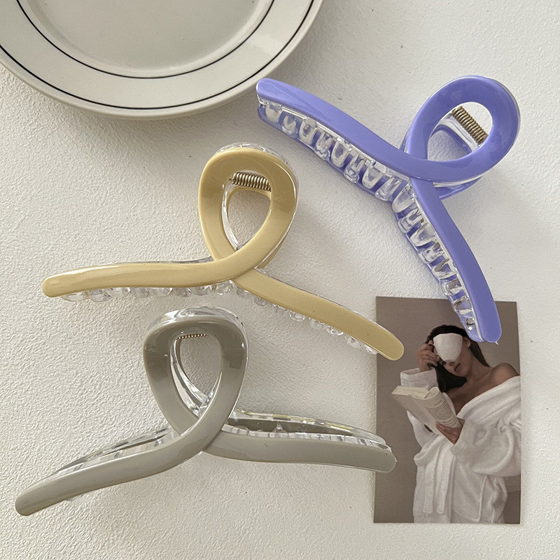 2022 Culoare crem Cruce Crab Agrafă de păr Textura Gheare de păr pentru femeie Elegantă Vară Nouă Modă Rășină Agrafă Accesorii de păr pentru femei