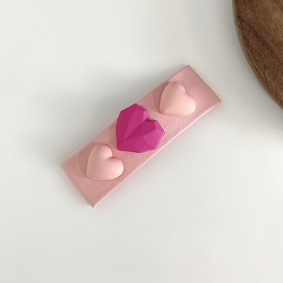 2022 Summer Pink PU Heart Hair Pins Hair Clip Barrettes Fashion Barrettes Smile Face Αξεσουάρ μαλλιών για γυναίκες