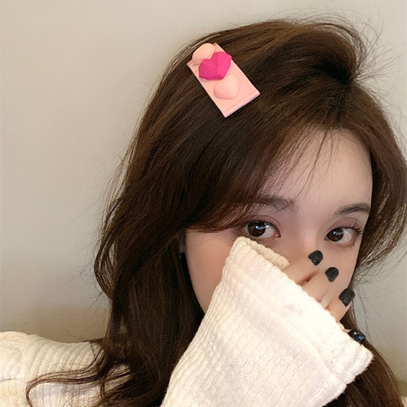 2022 Summer Pink PU Heart Hair Pins Hair Clip Barrettes Fashion Barrettes Smile Face Αξεσουάρ μαλλιών για γυναίκες