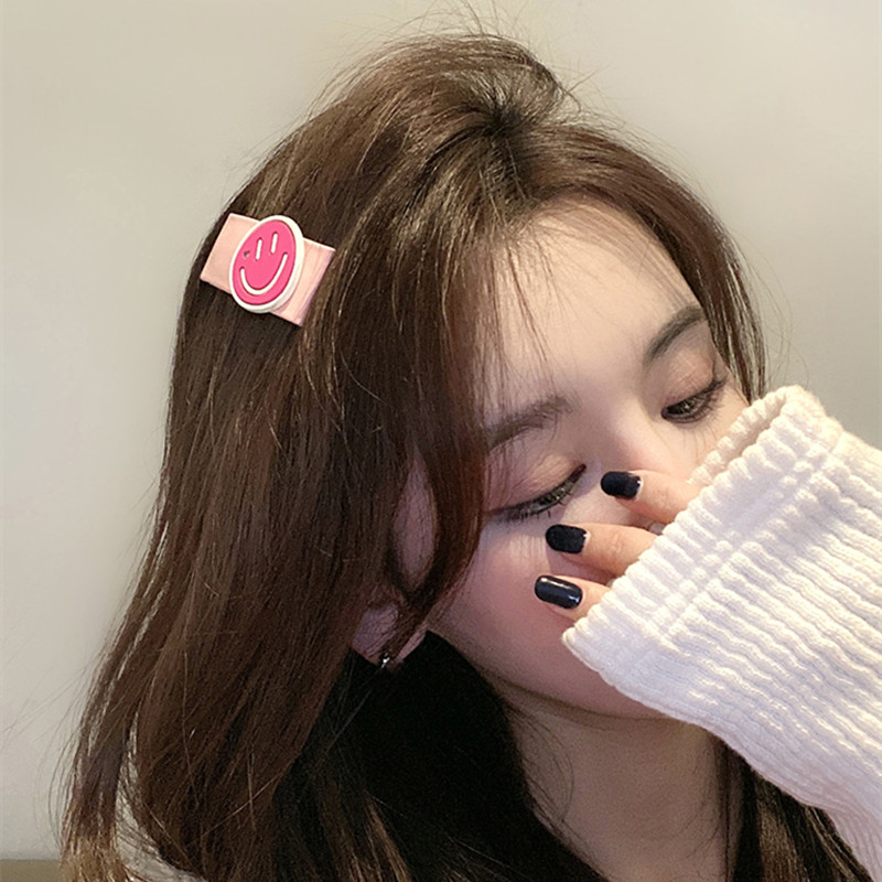 2022 Summer Pink PU Heart Hair Pins Hair Clip Barrettes Fashion Barrettes Smile Face Αξεσουάρ μαλλιών για γυναίκες
