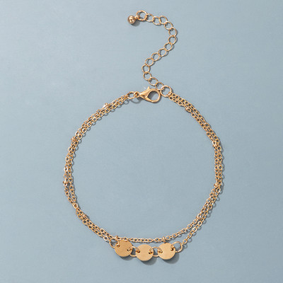 Tocona Bohemian Gold Color Wafer Anklets for Women Charms Sandale desculțe Lanț reglabil pentru picioare Bijuterii de vară Comert cu ridicata 17035