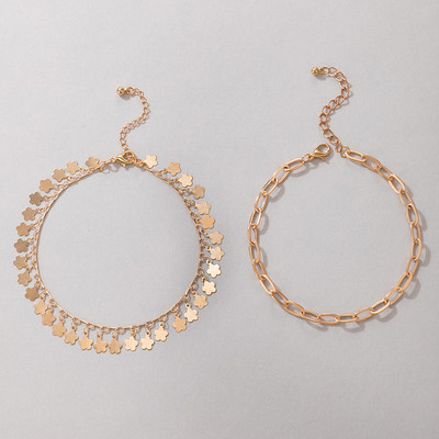 Tocona Bohemian Gold Color Wafer Anklets for Women Charms Sandale desculțe Lanț reglabil pentru picioare Bijuterii de vară Comert cu ridicata 17035