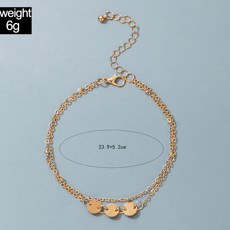 Tocona Bohemian Gold Color Wafer Anklets for Women Charms Sandale desculțe Lanț reglabil pentru picioare Bijuterii de vară Comert cu ridicata 17035